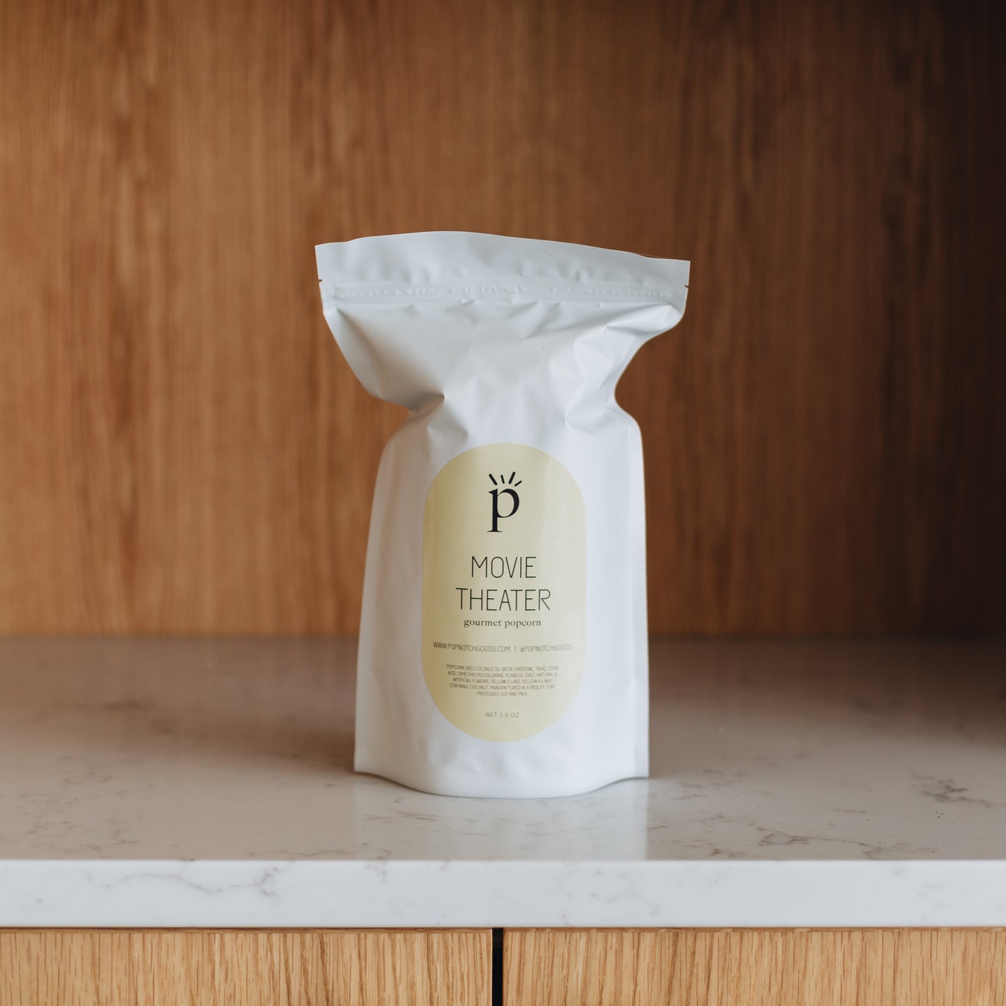 Bring the Movie Theater home with you. Popnotch Goods Movie Theater popcorn is the perfect combo of salt and butter. This is an everyday snack to keep in the house. Order online now or pick up a bag at Popnotch Goods! Featured is our Large Bag (3.5oz)