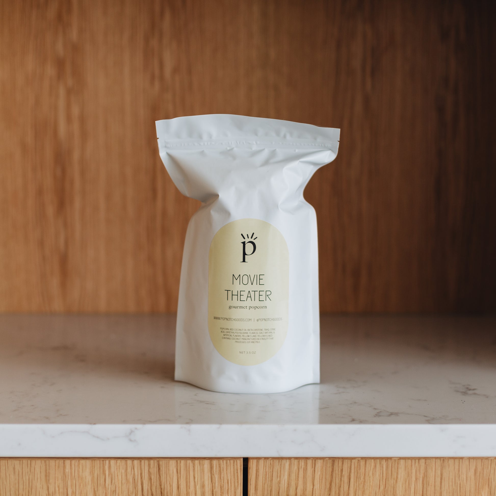 Bring the Movie Theater home with you. Popnotch Goods Movie Theater popcorn is the perfect combo of salt and butter. This is an everyday snack to keep in the house. Order online now or pick up a bag at Popnotch Goods! Featured is our Large Bag (3.5oz)